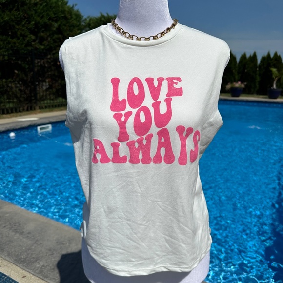 NWT Lovers of hYOUmanity Small Love You Always White Pink Tee - Picture 4 of 7
